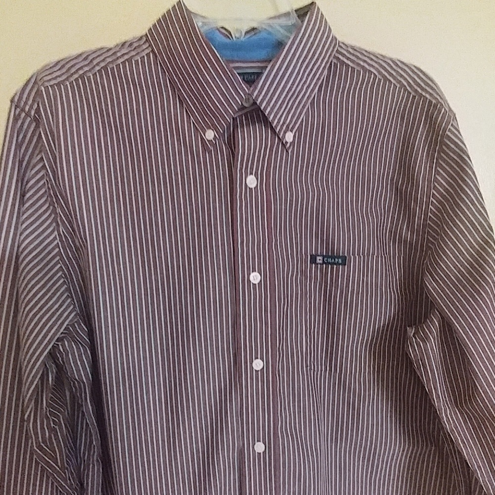 CHAPS Mens Burgundy Red/Blue Striped Top M